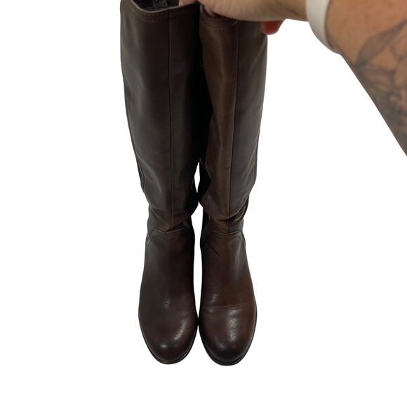 Franco Sarto boots women's 6 brown leather Marielle round toe side zip - Picture 6 of 13